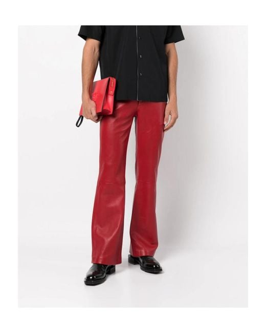 Ernest W. Baker Red Casual Trousers With Belt Loops for men