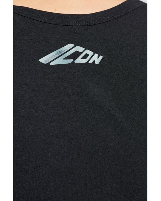 DSquared² Black Icon Logo-Print Tank for men