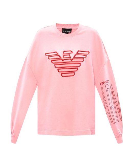 Emporio Armani Pink Logo Printed Sweater