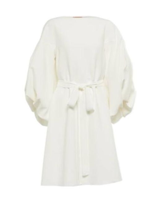 Roksanda White Bridal Puff-Shoulder Crêpe Minidress