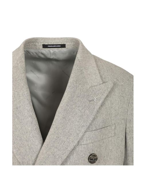 Tagliatore Gray Double-Breasted Patch-Pocket Coat for men