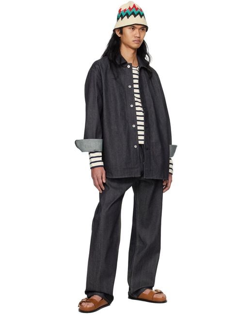 Jil Sander Black Curved Hem Denim Shirt for men