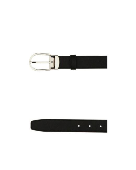 Montblanc White Horseshoe Buckle Double-Sided Leather Belt for men
