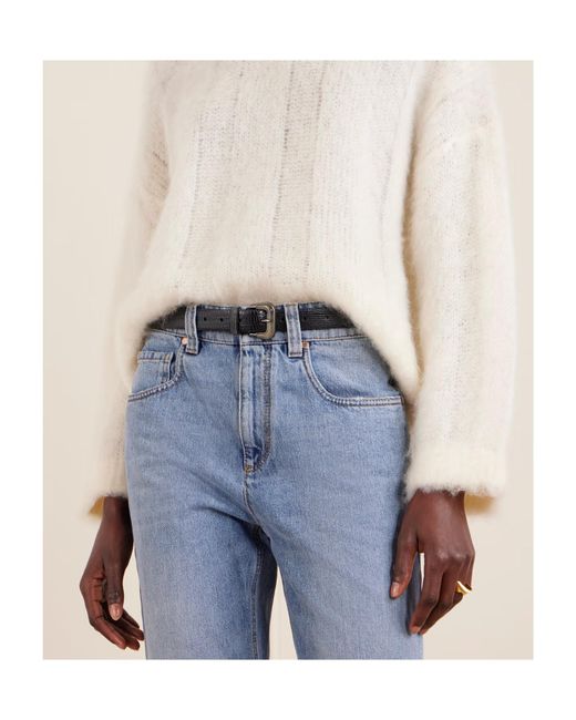 Brunello Cucinelli White Lizard-Effect Patent-Leather Belt