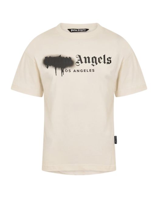 Palm Angels White Logo Crew Neck T-Shirt for men