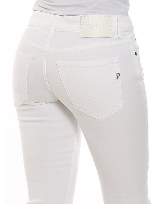 Dondup White Mid-Rise Slim-Fit Cropped Jeans