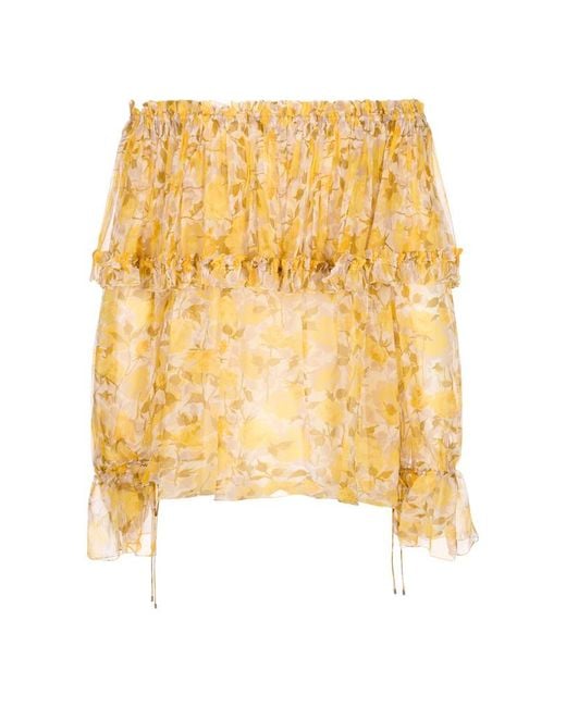 Chloé Yellow Off-Shoulder Top