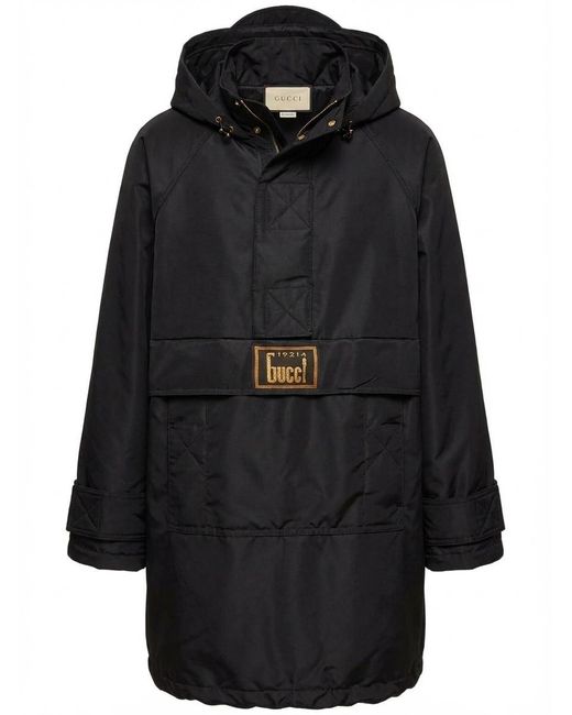 Gucci Black Glitter-Logo Hooded Jacket
