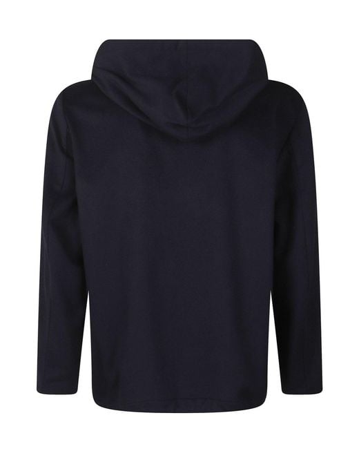 Barena Blue Buttoned Drawstring Hoodie for men