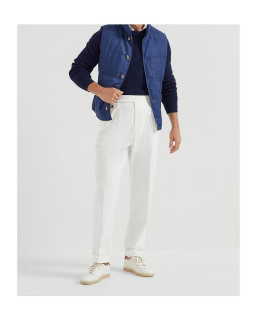 Brunello Cucinelli Blue Padded Denim Gilet for men