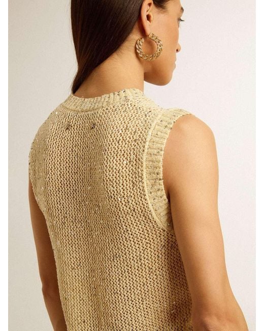 Golden Goose Deluxe Brand Natural Round Collar Sleeveless Vest