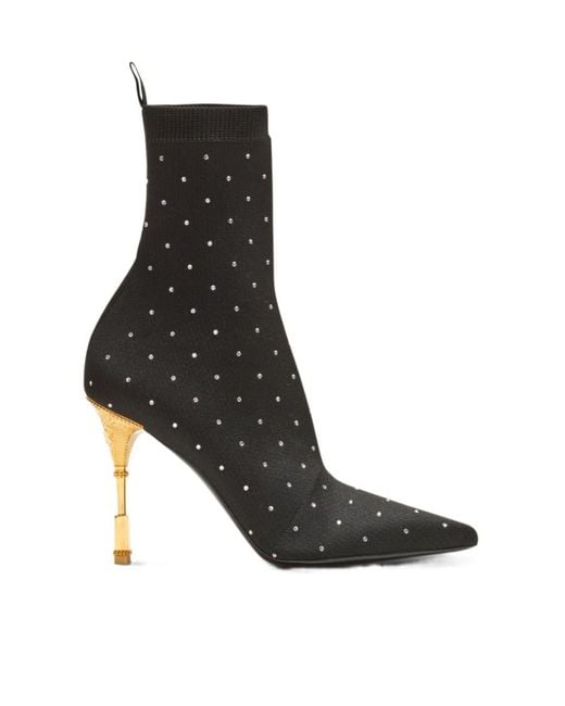 Balmain Black Moneta Embellished Heeled Ankle Boots