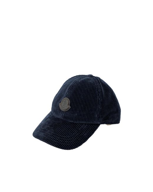 Moncler Blue Logo Patch Corduroy Baseball Cap for men