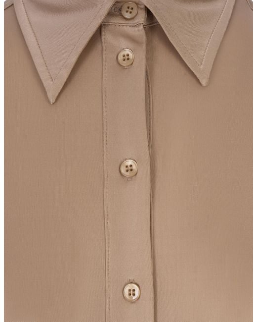 Sportmax Natural Buttoned Long-Sleeved Top