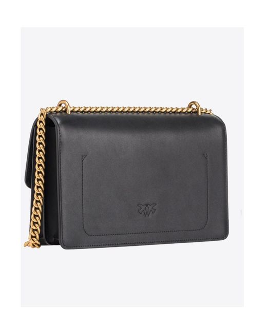 Pinko Black One Simply Classic Love Chain-Linked Shoulder Bag