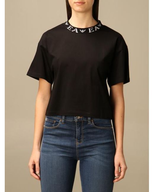 Emporio Armani Blue Logo-Collar T-Shirt