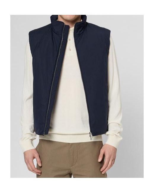 Boss Blue Stand-Collar Zippered Vest for men