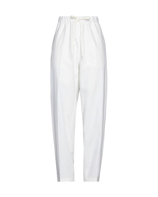 MM6 by Maison Margiela White Solid Color Stretch Pants
