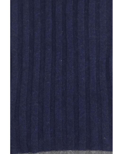 Brunello Cucinelli Blue Ribbed Knitted Scarf for men