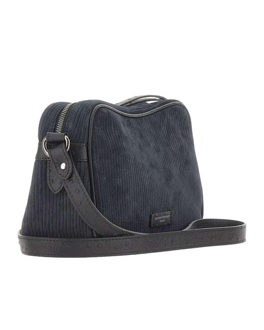 Gianni Chiarini Blue Cora Ribbed Suede Shoulder Bag