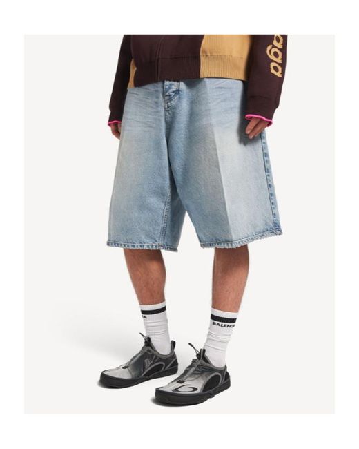 Balenciaga Blue Denim Stay Press Shorts for men