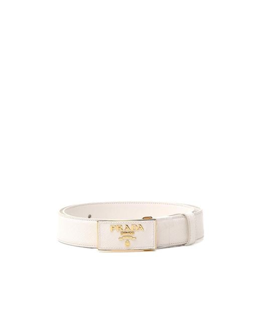 Prada White Square Buckle Belt