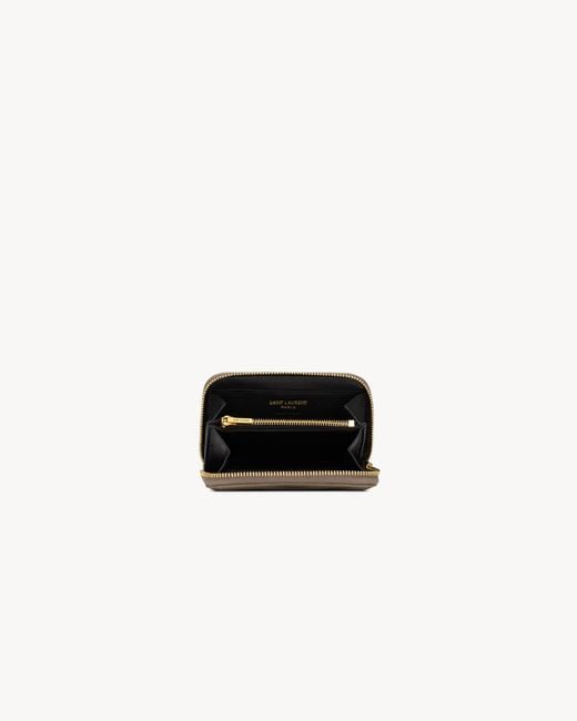 Saint Laurent Gray Zipper Coin Purse