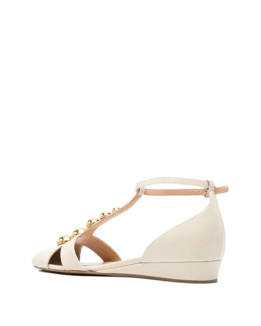 Chloé Natural Cleia T-Strap Flat Sandals