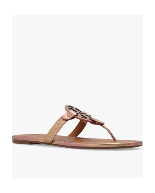 Tory Burch Brown Miller Snake-Embossed Sandals