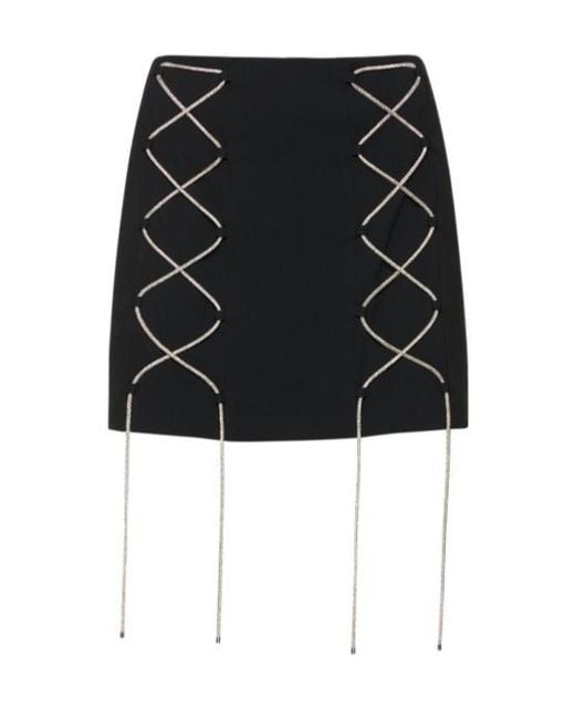 GIUSEPPE DI MORABITO Black Lave-Up Cady Envers Satin Mini Skirt