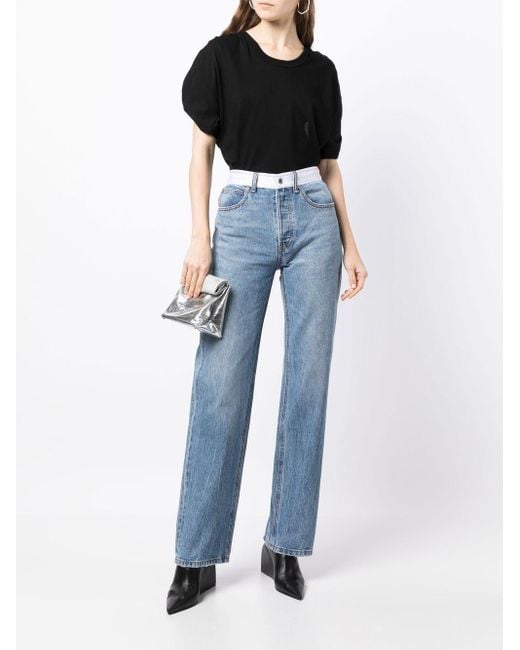Alexander Wang Black Gathered-Sleeve Detail T-Shirt