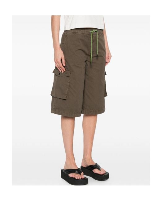 Herno Green Drawstring-Fastening Cargo Shorts
