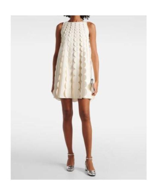 Oscar de la Renta White Abstract Brushstroke Midi Dress