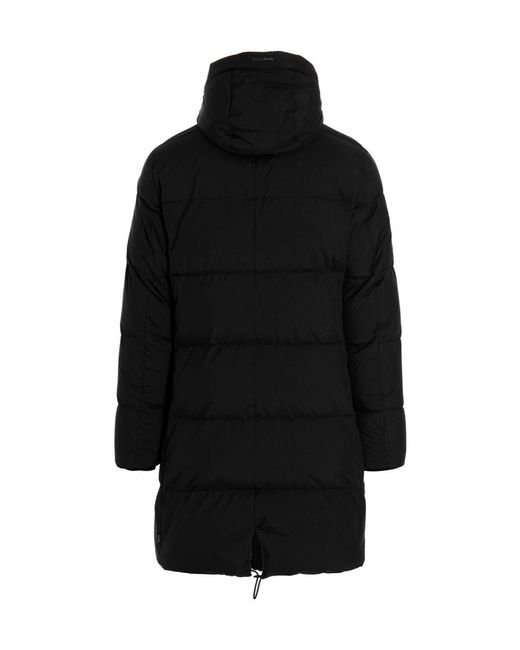 Herno Black Drawstring Hooded Parka Coat for men