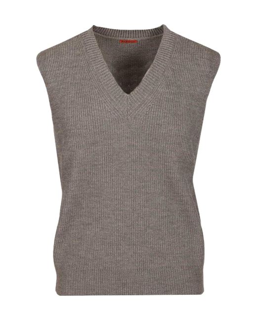 Barena Gray V-Neck Wool Sweater Vest for men