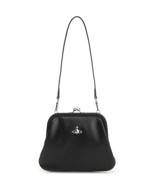 Vivienne Westwood Black Logo Detailed Clutch Bag