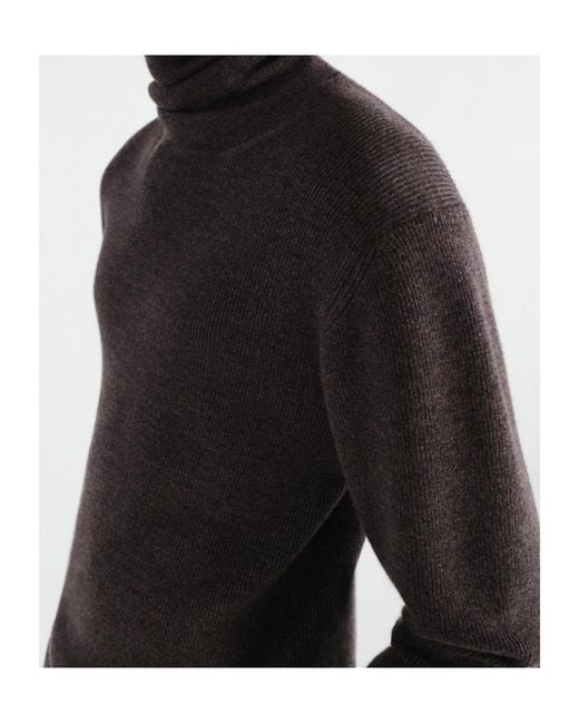 Lemaire Black Mouline Turtleneck Knitted Sweater for men