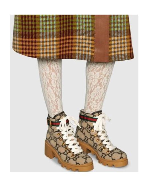 Gucci Brown Gg Wool Ankle Boot