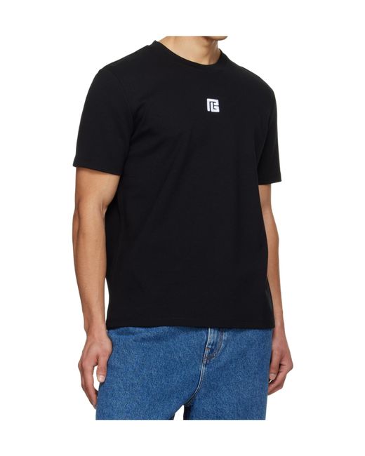 Balmain Black Logo Embroidered T-Shirt for men