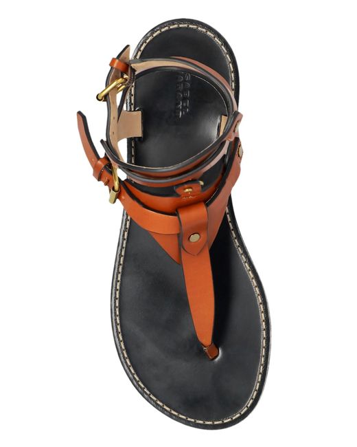 Isabel Marant Brown Ankle Strap Flat Sandals