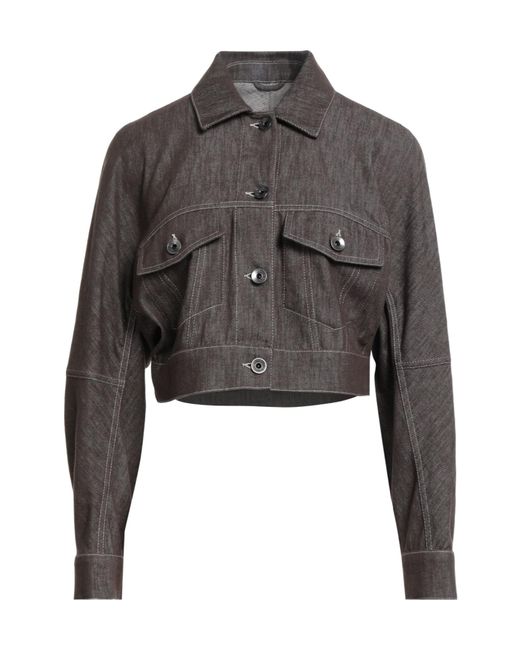 Brunello Cucinelli Gray Denim Outerwear Cotton, Ecobrass