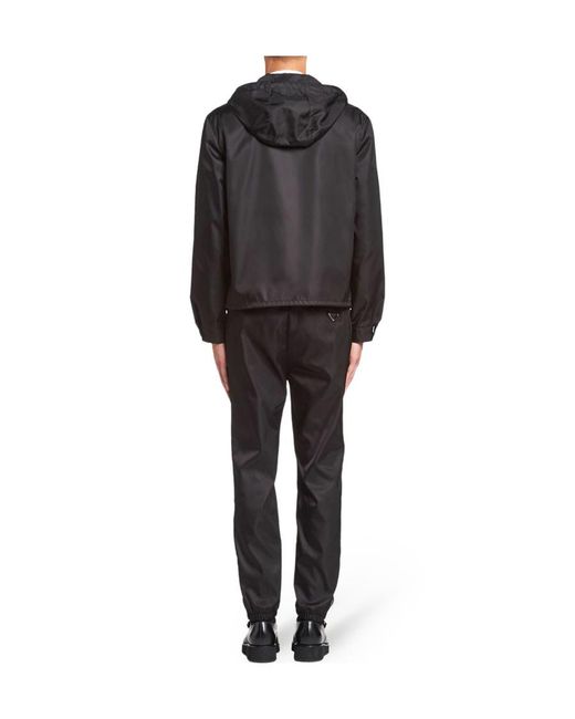 Prada Black Logo Plaque Zip-Up Jacket for men