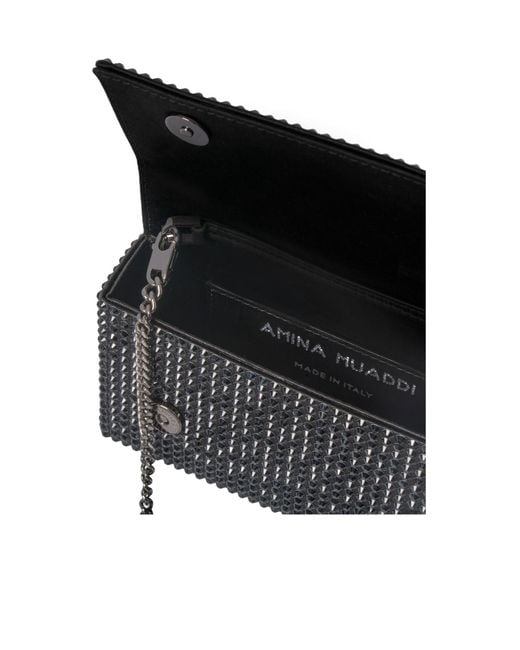 AMINA MUADDI Black Embellished Clutch Bag