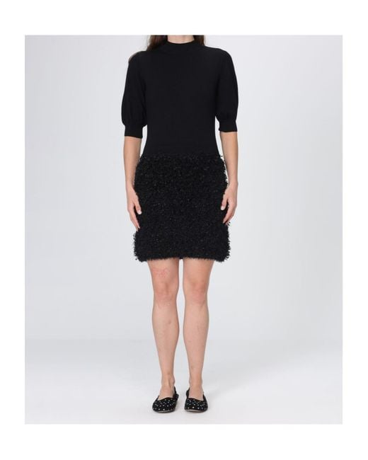 Twinset Black Puff-Sleeve Mini Dress