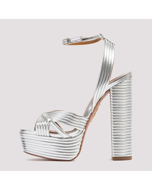 Aquazzura White Sundance Platform Heeled Sandals