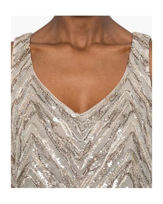 Brunello Cucinelli Natural Sequin-Embellished Chevron Top