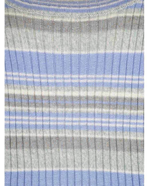 Theory Blue Horizontal-Stripe Sleeveless Top