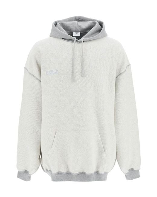 Vetements White Inside-Out Logo Embroidered Hoodie for men