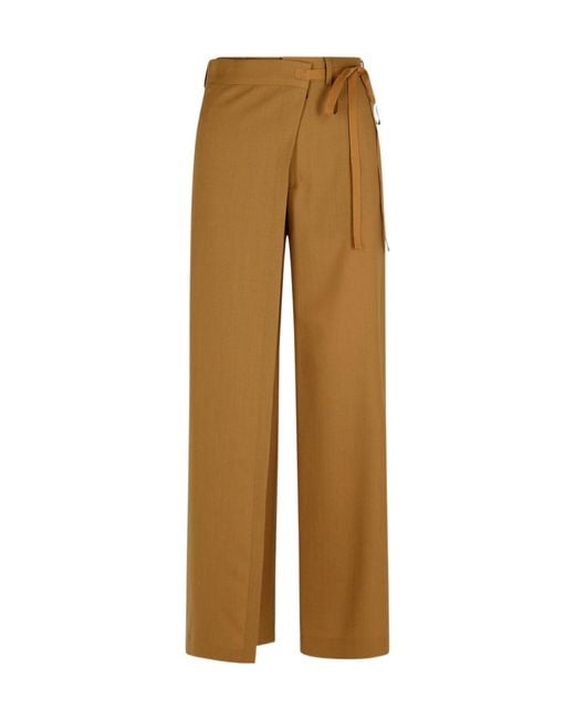 MM6 by Maison Margiela Natural Tie-Fastened Flared Trousers