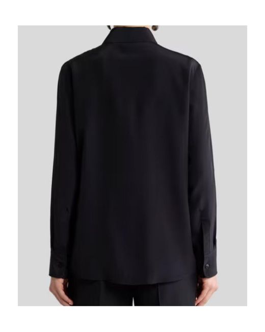 Etro Black Silk Shirt With Placed Front Print